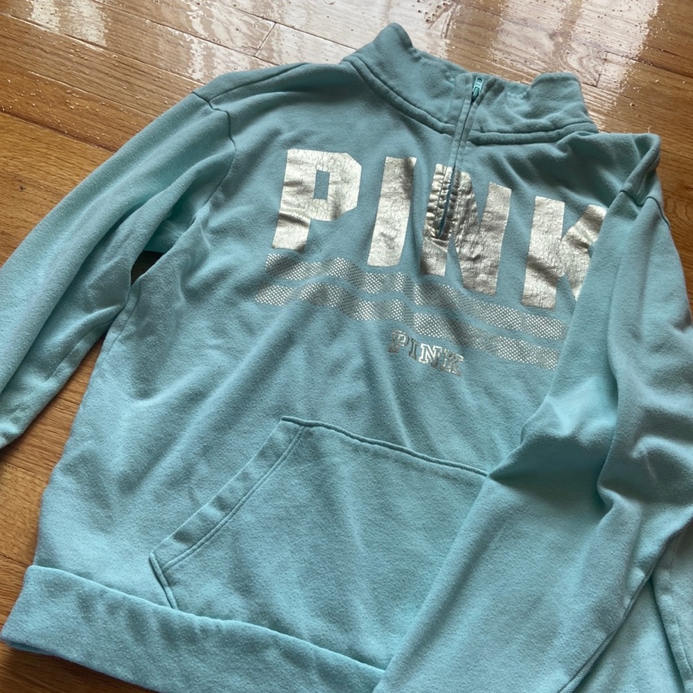 Quarter zip teal and gold